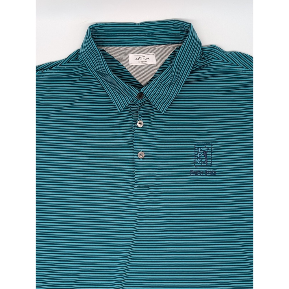 Adidas adipure TPC Myrtle Beach Shirt Stripe Golf‎ Polo Men's Large Green Blue